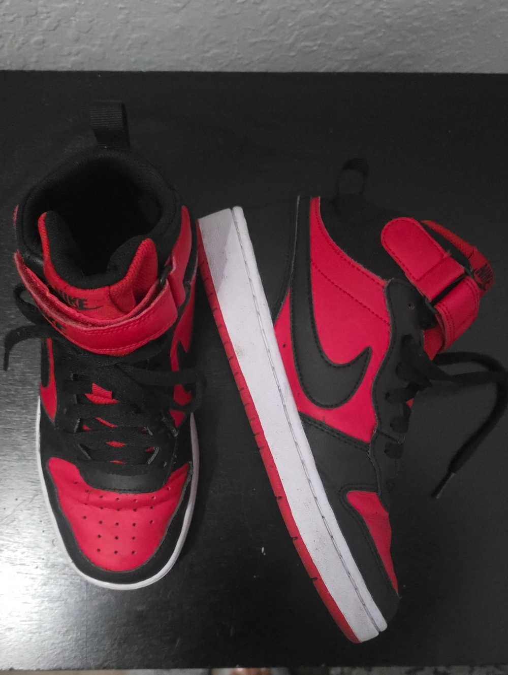 Nike Kids High-Top Sneakers in Red and Black